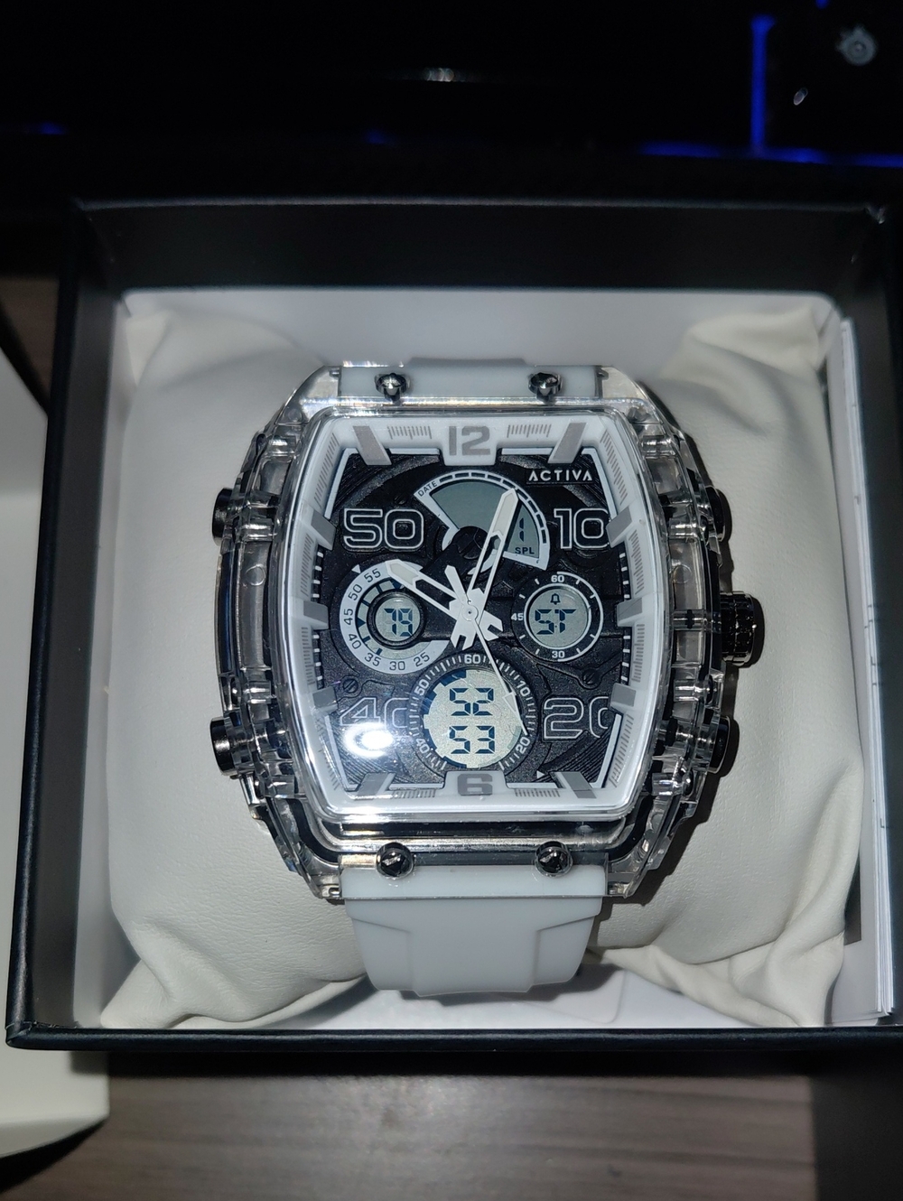 Ativa White and Clear Dual-Display Sport Watch ACW8109-002